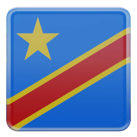 Democratic Republic of Congo 3D illustration textured glossy square flagの写真素材