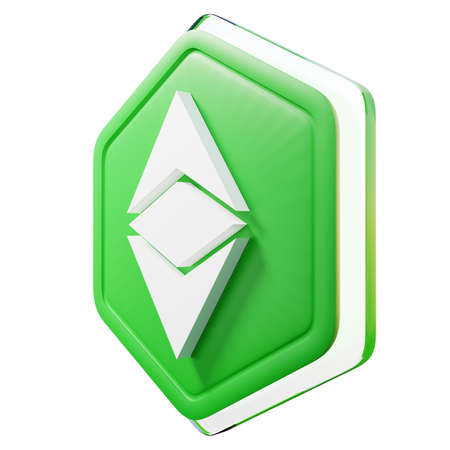 Ethereum Classic (ETC) Badge Right View Crypto Isolated On White Background Blockchain Technology 3D...