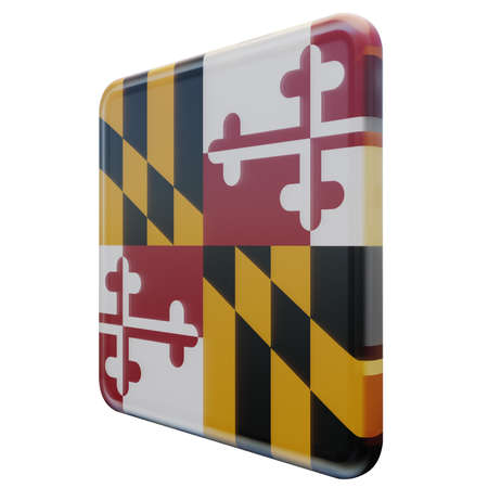 Maryland Right View 3D illustration textured glossy square flagの写真素材