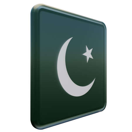 Pakistan Left View 3D illustration textured glossy square flag