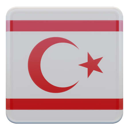Turkish Republic of Northern Cyprus 3D illustration textured glossy square flag