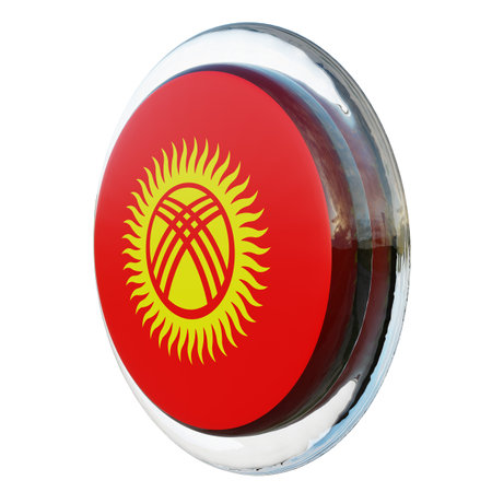 Kyrgyzstan 3d textured glossy circle flagの写真素材