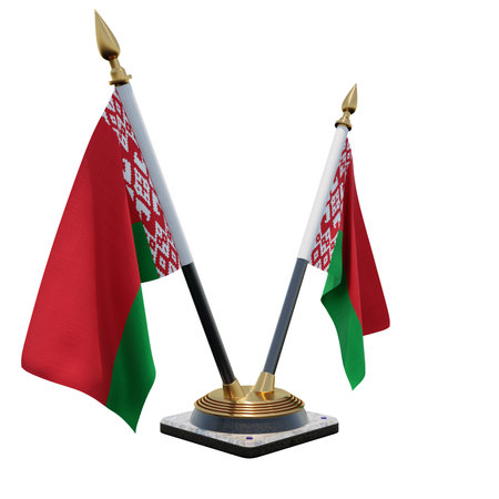 Belarus 3d illustration Double V Desk Flag Standの写真素材