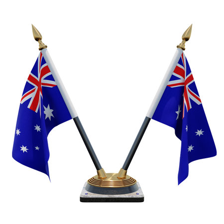Australia 3d illustration Double V Desk Flag Standの写真素材