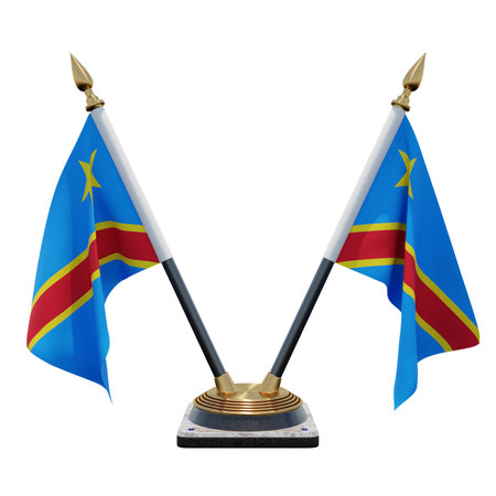 Democratic Republic of Congo 3d illustration Double V Desk Flag Standの写真素材