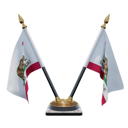 California 3d illustration Double V Desk Flag Standの写真素材