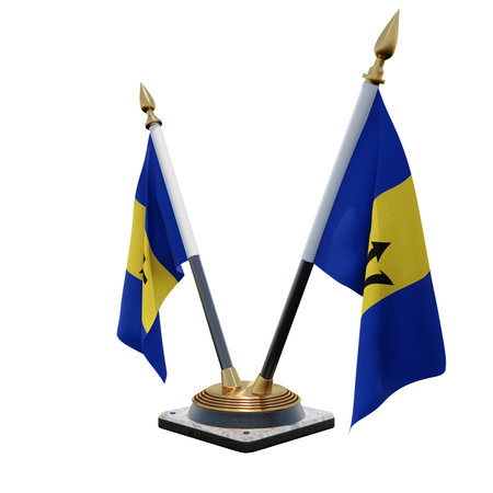 Barbados 3d illustration Double V Desk Flag Standの写真素材