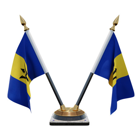 Barbados 3d illustration Double V Desk Flag Standの写真素材
