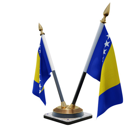 Bosnia and Herzegovina 3d illustration Double V Desk Flag Standの写真素材
