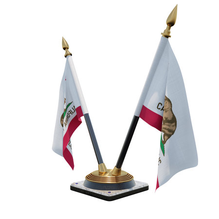 California 3d illustration Double V Desk Flag Standの写真素材