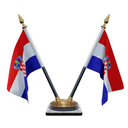 Croatia 3d illustration Double V Desk Flag Standの写真素材