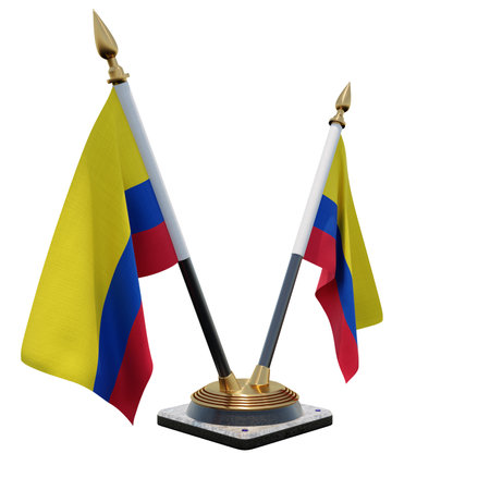 Colombia 3d illustration Double V Desk Flag Standの写真素材