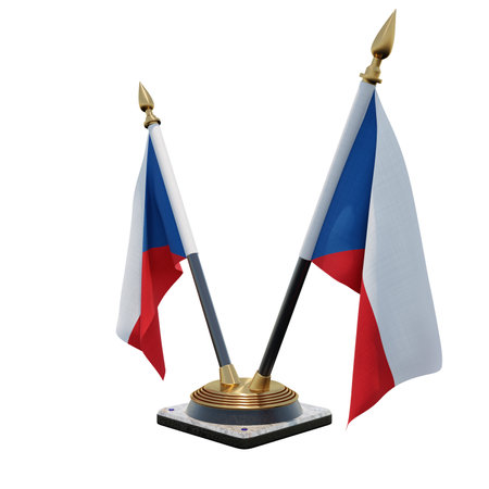 Czech Republic 3d illustration Double V Desk Flag Standの写真素材