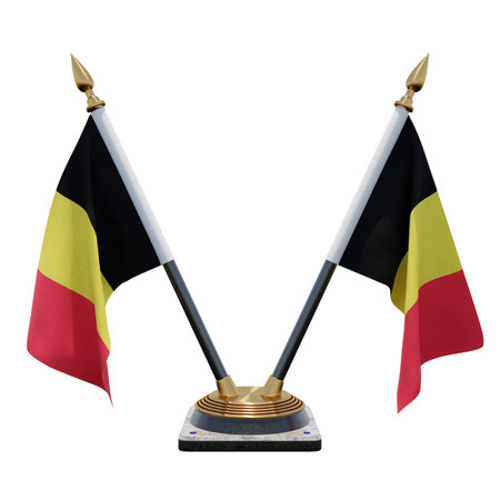 Belgium 3d illustration Double V Desk Flag Standの写真素材