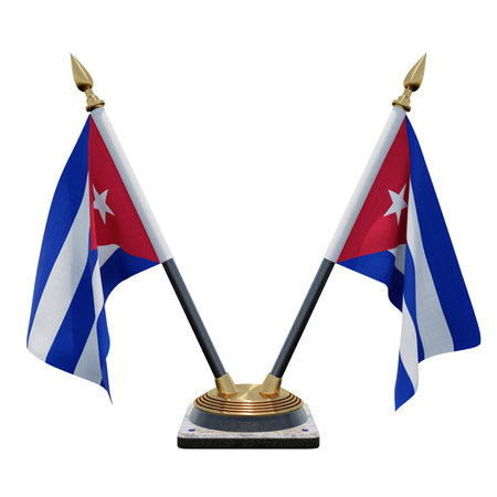 Cuba 3d illustration Double V Desk Flag Standの写真素材