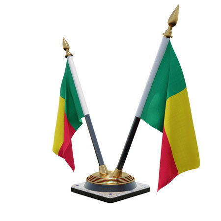 Benin 3d illustration Double V Desk Flag Standの写真素材