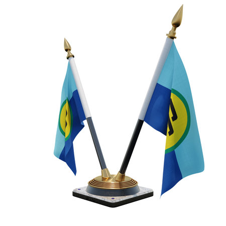 Caribbean Community 3d illustration Double V Desk Flag Standの写真素材