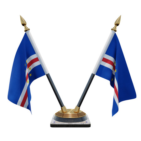 Cape Verde 3d illustration Double V Desk Flag Standの写真素材