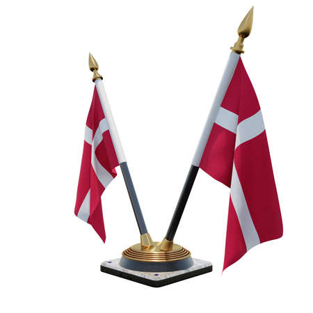 Denmark 3d illustration Double V Desk Flag Standの写真素材