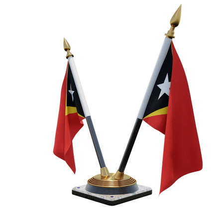 East Timor 3d illustration Double V Desk Flag Standの写真素材