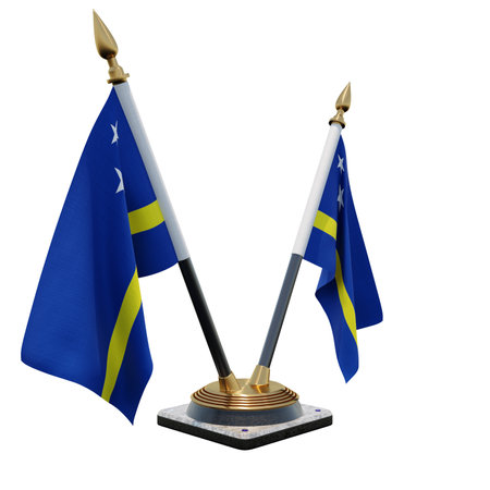 Curacao 3d illustration Double V Desk Flag Standの写真素材