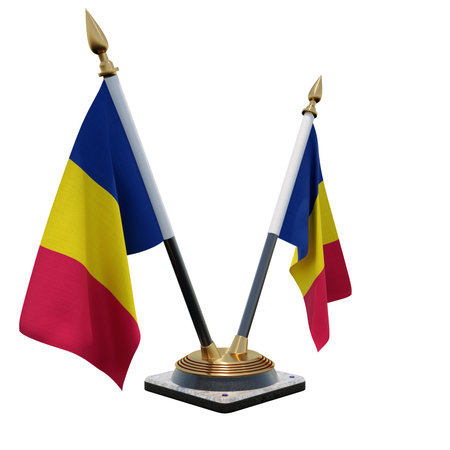 Chad 3d illustration Double V Desk Flag Standの写真素材