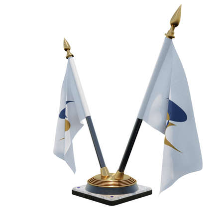 Eurasian Economic Union 3d illustration Double V Desk Flag Standの写真素材
