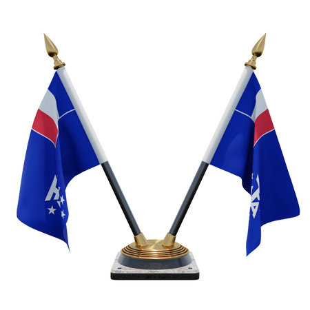 French Southern and Antarctic Lands 3d illustration Double V Desk Flag Standの写真素材