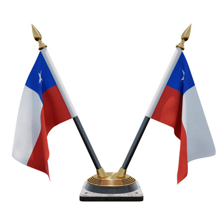 Chile 3d illustration Double V Desk Flag Standの写真素材