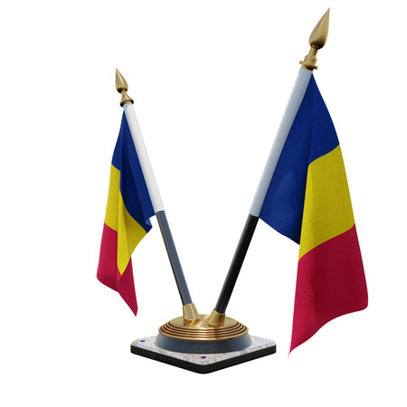 Chad 3d illustration Double V Desk Flag Standの写真素材