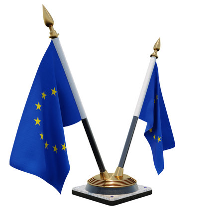 European Union 3d illustration Double V Desk Flag Standの写真素材