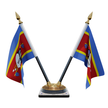 Eswatini 3d illustration Double V Desk Flag Standの写真素材