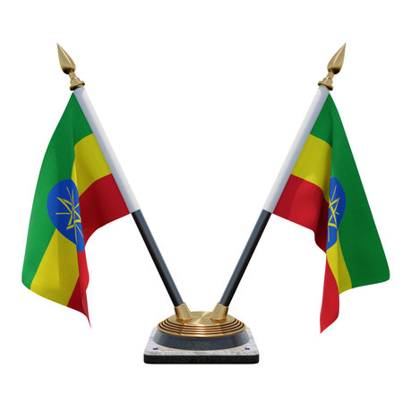 Ethiopia 3d illustration Double V Desk Flag Standの写真素材