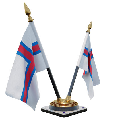 Faroe Islands 3d illustration Double V Desk Flag Standの写真素材