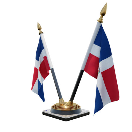 Dominican Republic 3d illustration Double V Desk Flag Standの写真素材