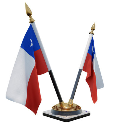 Chile 3d illustration Double V Desk Flag Standの写真素材