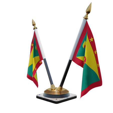 Grenada 3d illustration Double V Desk Flag Standの写真素材