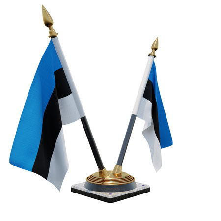 Estonia 3d illustration Double V Desk Flag Standの写真素材