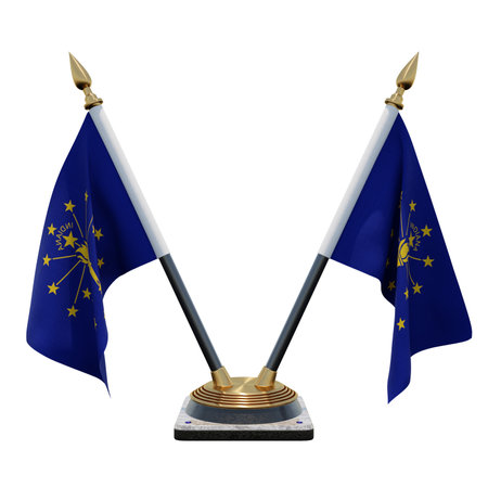 Indiana 3d illustration Double V Desk Flag Standの写真素材