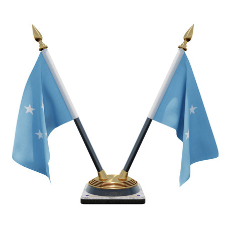 Federated States of Micronesia 3d illustration Double V Desk Flag Standの写真素材