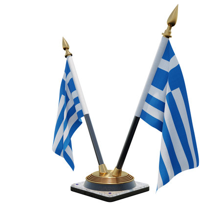 Greece 3d illustration Double V Desk Flag Standの写真素材