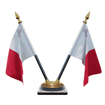 Malta 3d illustration Double V Desk Flag Standの写真素材