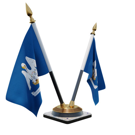 Louisiana 3d illustration Double V Desk Flag Standの写真素材