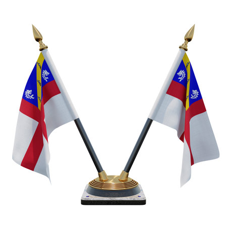 Herm 3d illustration Double V Desk Flag Standの写真素材