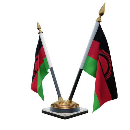 Malawi 3d illustration Double V Desk Flag Standの写真素材