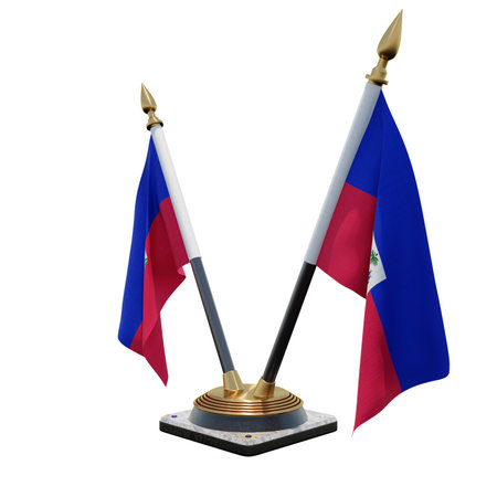 Haiti 3d illustration Double V Desk Flag Standの写真素材
