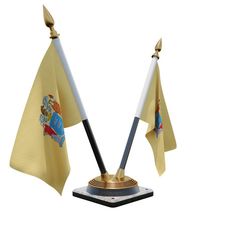 New Jersey 3d illustration Double V Desk Flag Standの写真素材