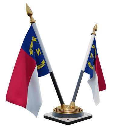 North Carolina 3d illustration Double V Desk Flag Standの写真素材