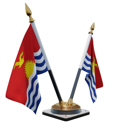 Kiribati 3d illustration Double V Desk Flag Standの写真素材