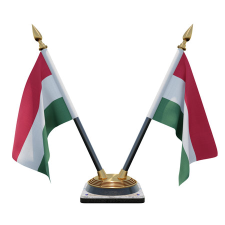Hungary 3d illustration Double V Desk Flag Standの写真素材